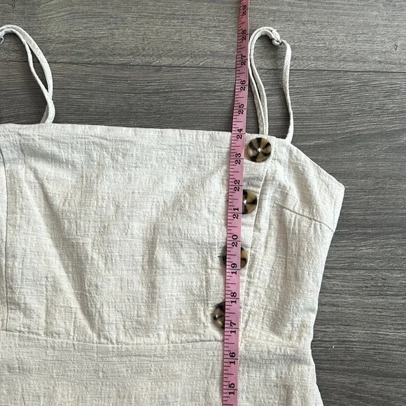 Urban Outfitters Riley Button Front Mini Dress Size 0 Linen & Cotton Beige Cream - Picture 11 of 12